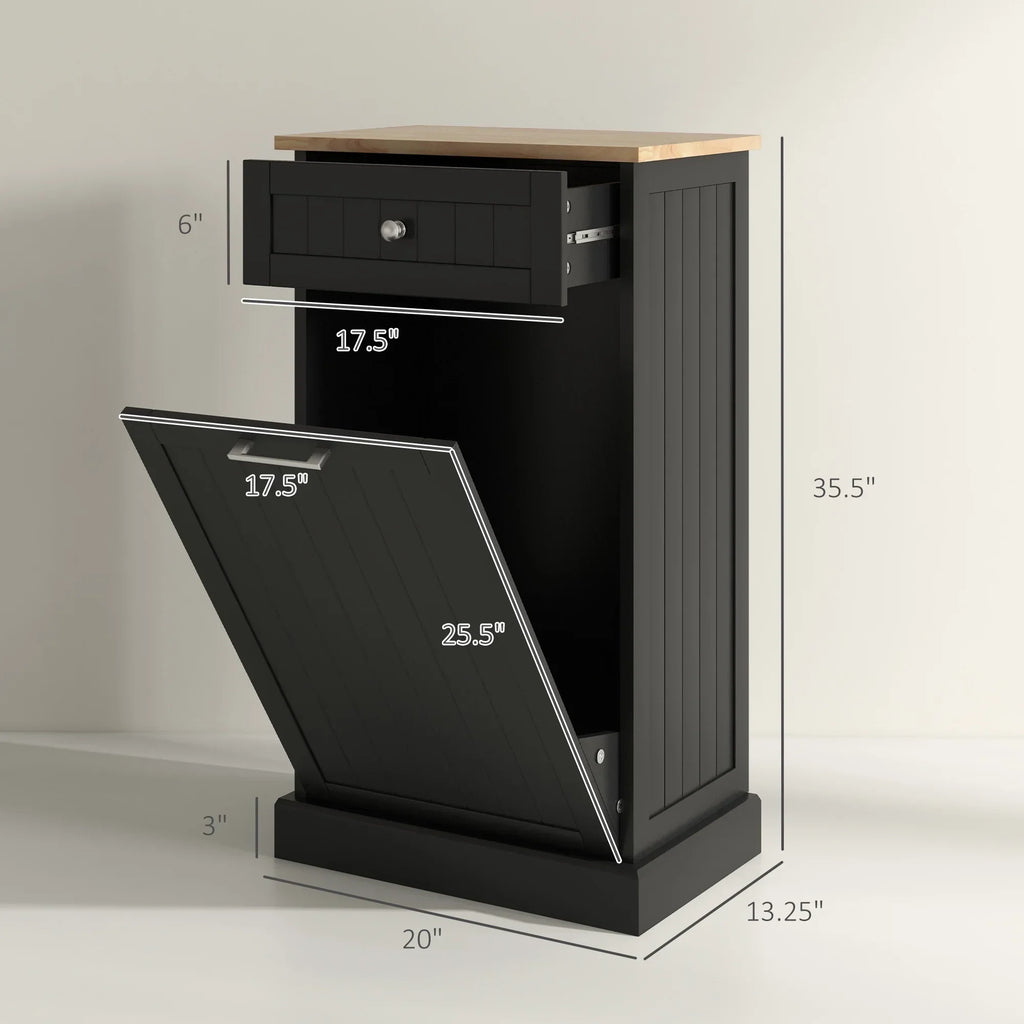 2026 NewHOMCOM Kitchen Tilt Out Trash Bin Cabinet, Free Standing Recycling Cabinet