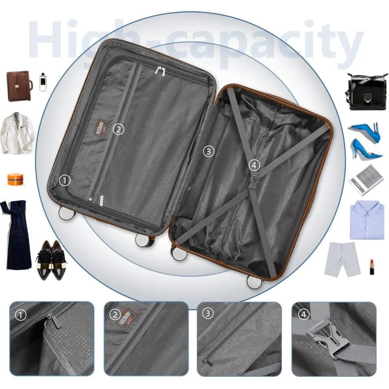2026 NewLuggage Sets 6 Piece with Duffel Bags, Hardside Expandable Suitcases with Spinner Wheels TSA Lock, Cream