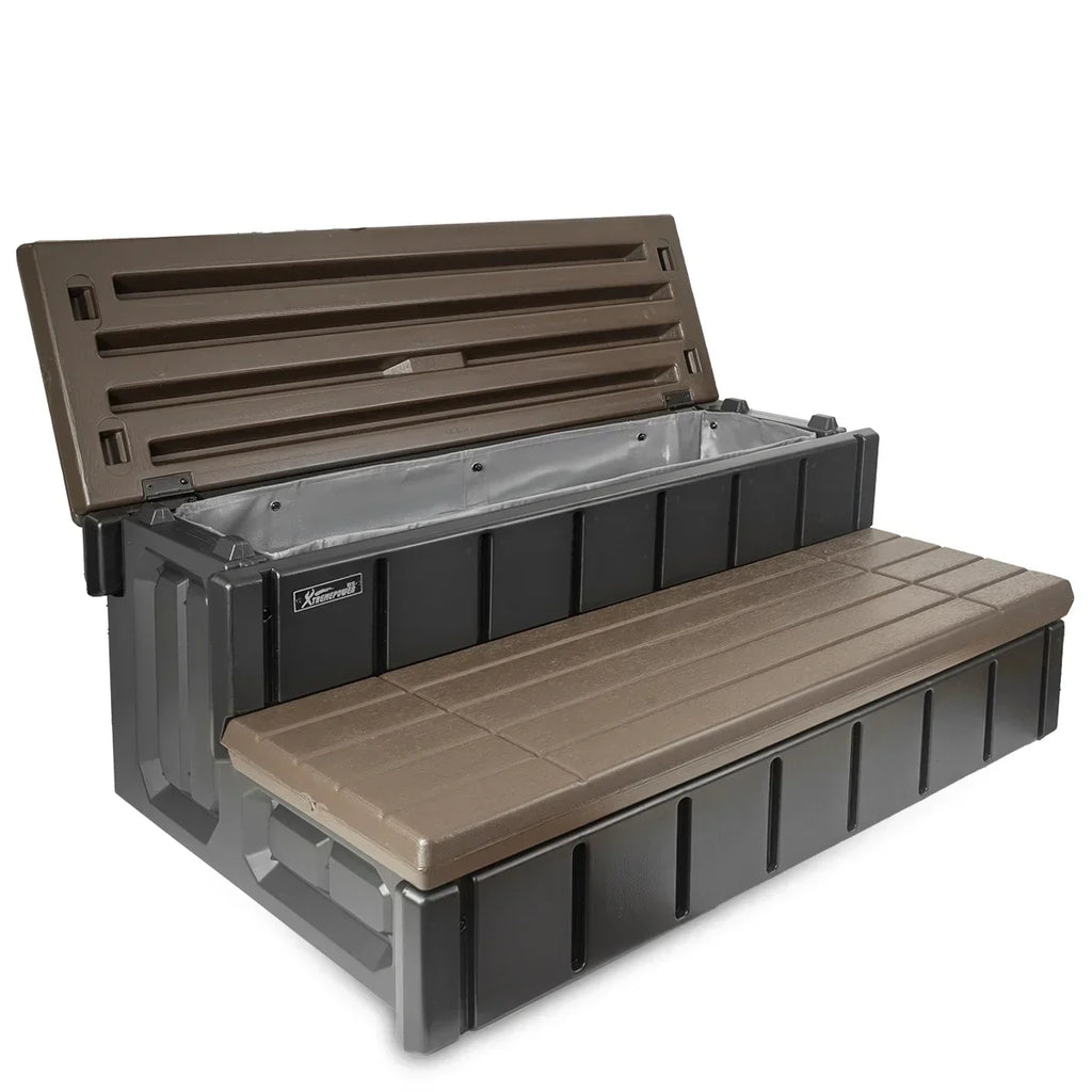 2026 NewXtremepowerUS Hot Tub Steps With Storage, Spa Step, 36" Length, Camper/Deck Steps, Anti-Slip Brown