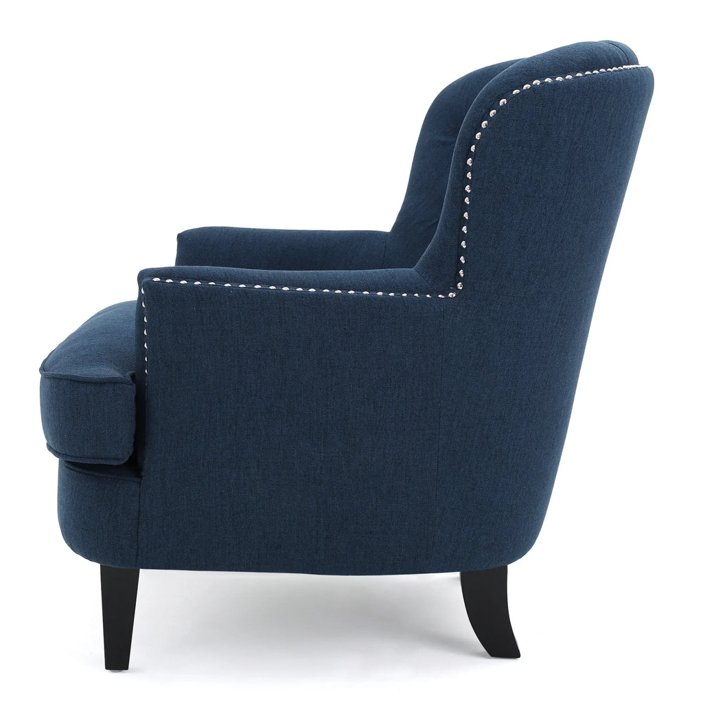 2026 NewNoble House Tanner Tufted Fabric Club Accent Chair, Dark Blue