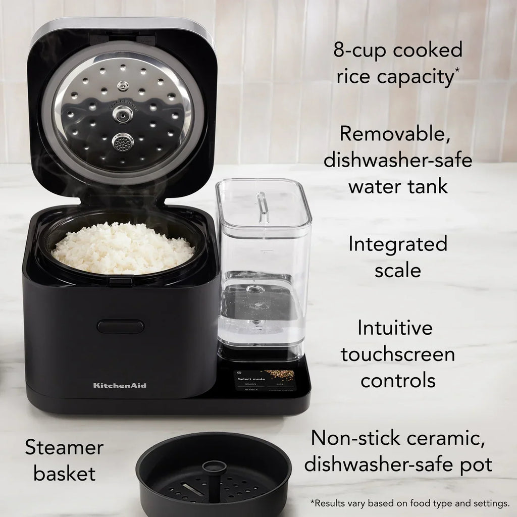 2026 NewKitchenAid Grain and Rice Cooker 8 Cup with Automatically Sensing Integrated Scale + Water Tank, KGC3155BM