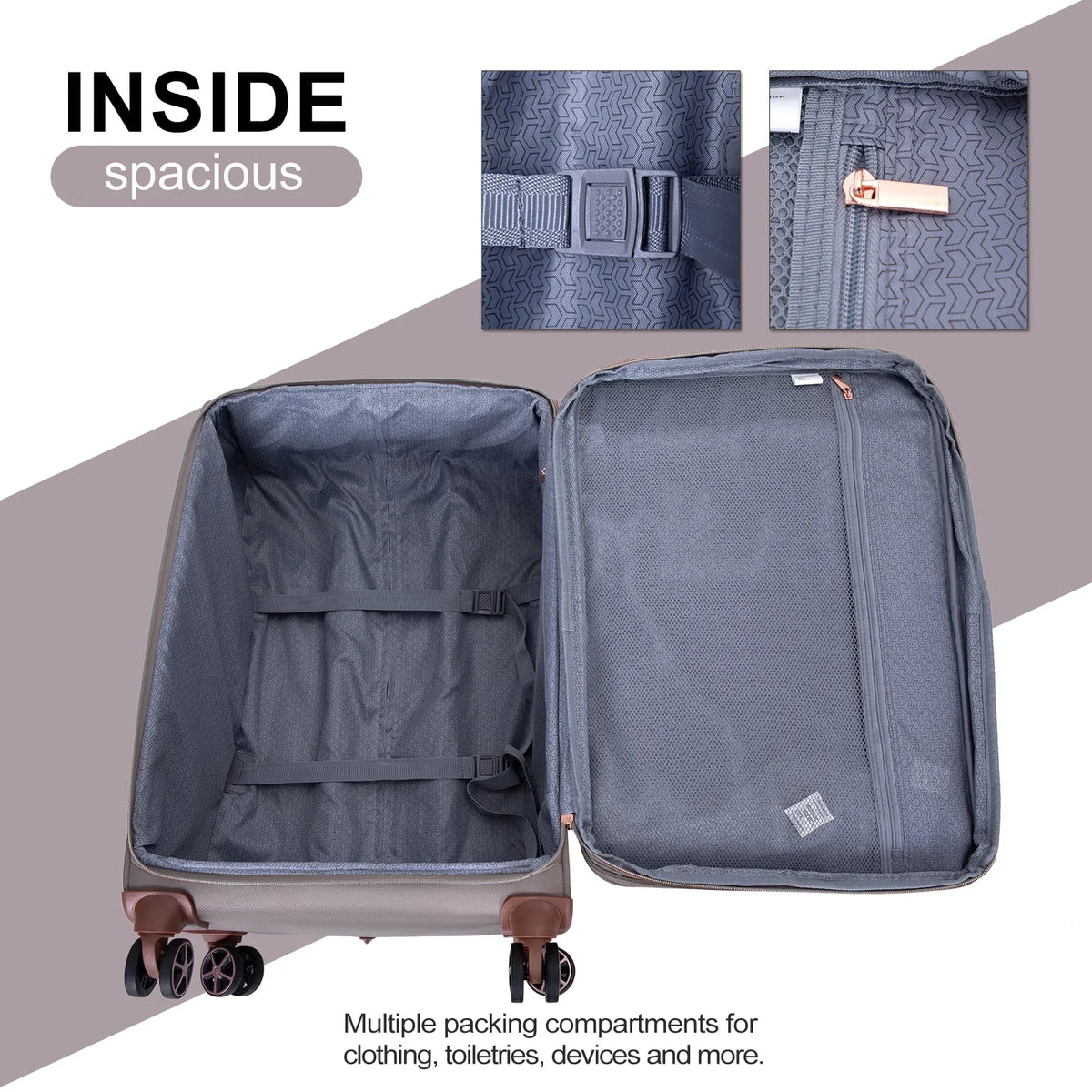 2026 NewTravelhouse 4 Piece Luggage Set Softside Expandable Lightweight Suitcase with Double Spinner Wheels.(Black)