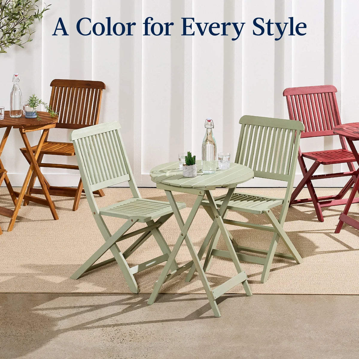 2026 NewBest Choice Products 3-Piece Acacia Wood Bistro Set, Folding Patio Furniture w/ 2 Chairs, Table - Natural