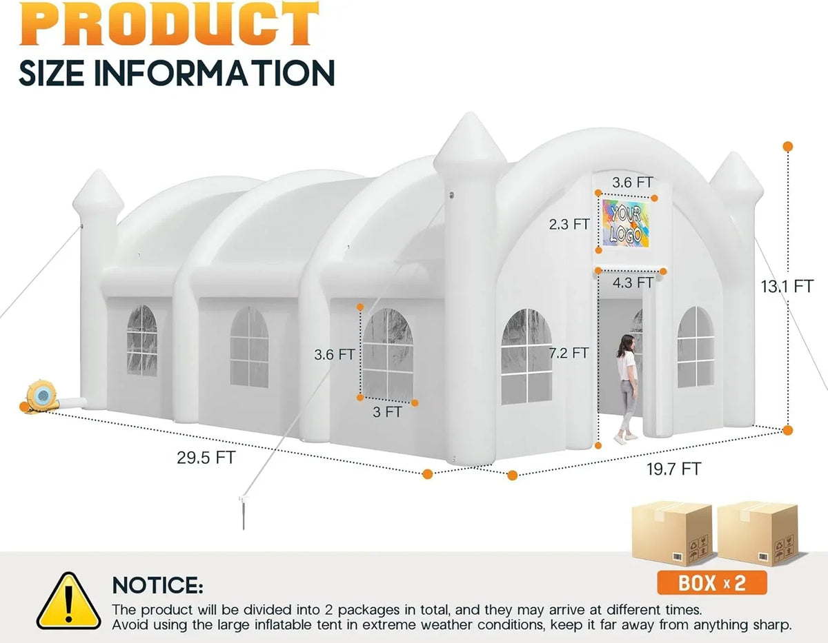 2026 NewJocisland 20x16x14 ft Large Black Inflatable Night Club Tent for Adults with 2 Side Doors, Inflatable Nightclub with Logo Area Gazebo Event House