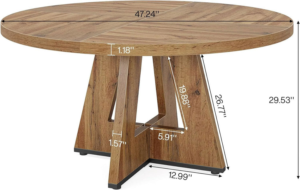 2026 NewTribesigns Round Dining Table for 4, Grey Kitchen Table 47 Inch Farmhouse Wood Kitchen Dinning Table for Kitchen Living Room