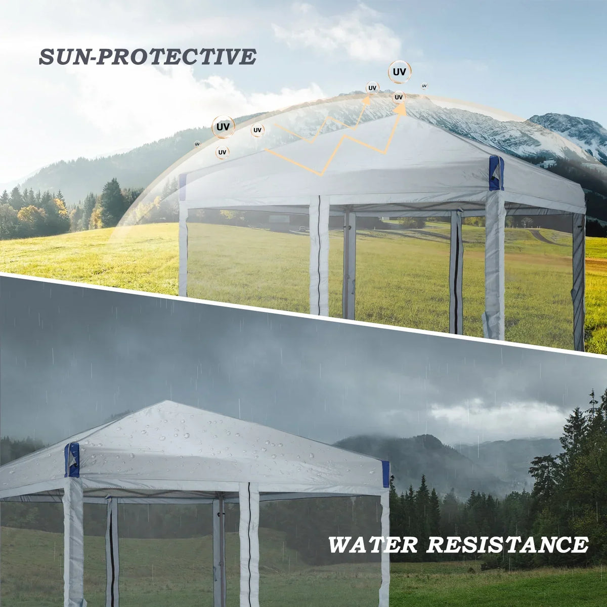 2026 NewAoodor 12'x12' Pop Up Canopy with Removable Mesh Sidewalls, Outdoor Portable Instant Shelter Tent-Black