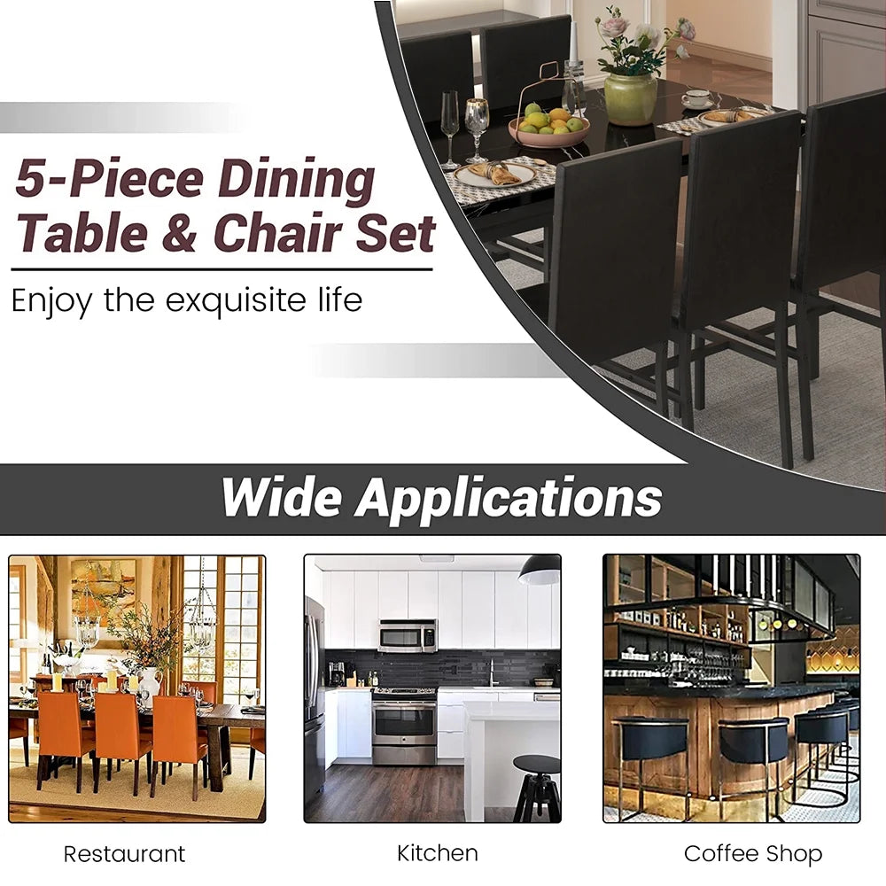 2026 NewDining Table with 6 High-back Upholstered Chairs, Modern Dinette Set, Dining Table and Chairs Set for 6 Persons, Small Home Kitchen Dining Table Set, Ideal for Apartment Breakfast Nook Bar, B1470