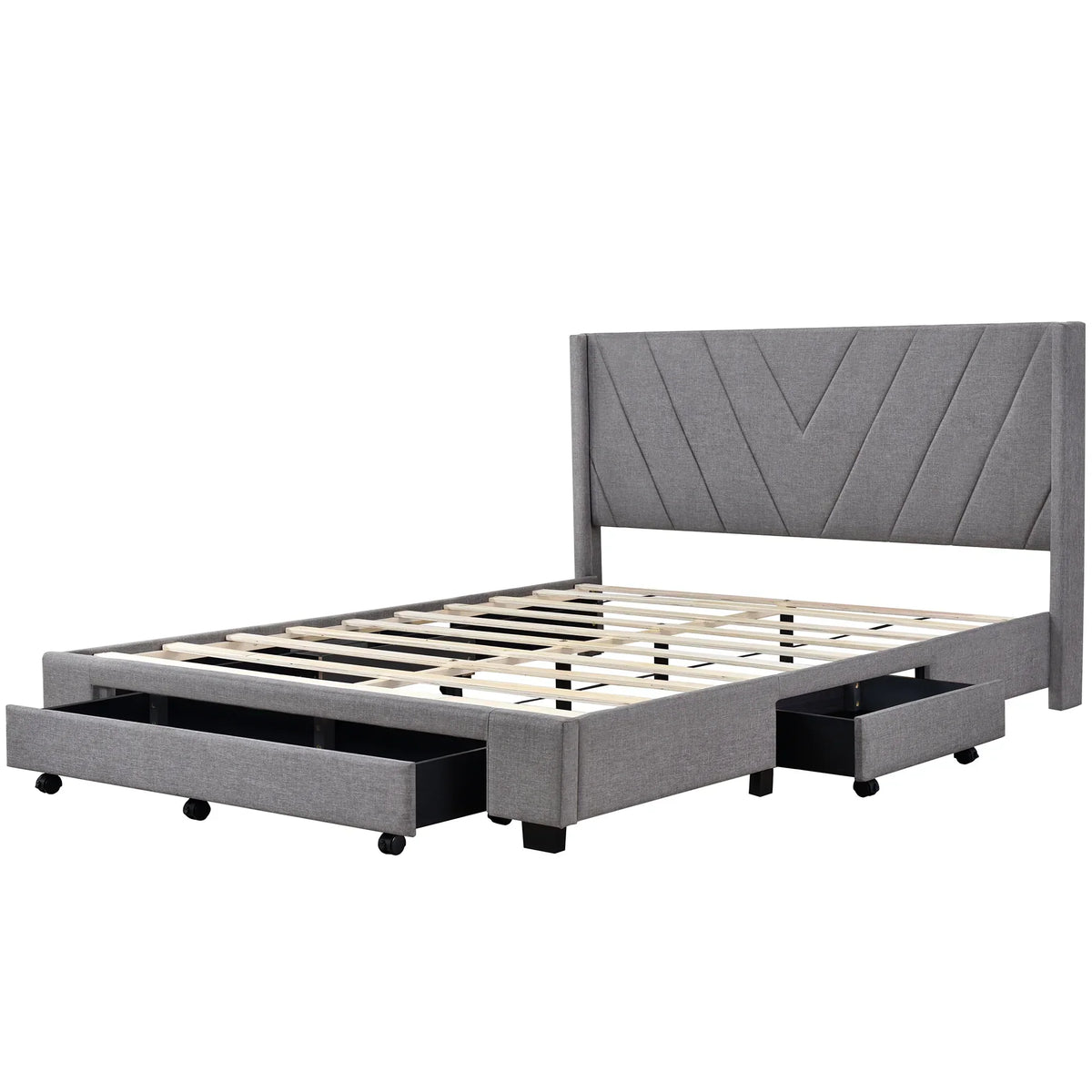 2026 NewSesslife Queen Bed Frame with Storage, New Upgraded Linen Upholstered Platform Bed with 3 Drawers, Queen Size Storage Bed with Headboard and Wooden Slats, No Box Spring Needed, Holds 500lbs, Beige