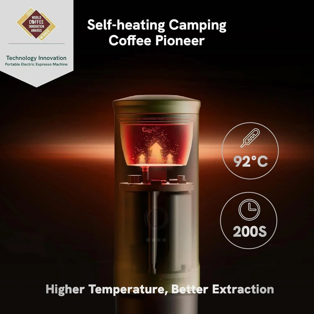 2026 NewOutIn Nano Portable Electric Espresso Machine, Travel Coffee Maker for Camping, Car Coffee Maker Self-Heating with USB-C, With Ground Coffee & NS Capsule for RV, Hiking, Office