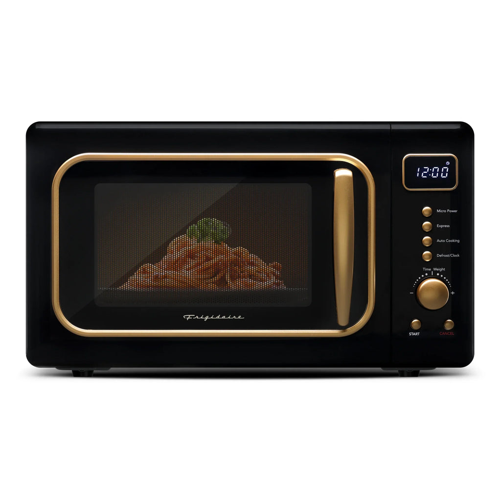 2026 NewFrigidaire 0.7 Cu. Ft. Retro Countertop Microwave Oven, Black and Gold
