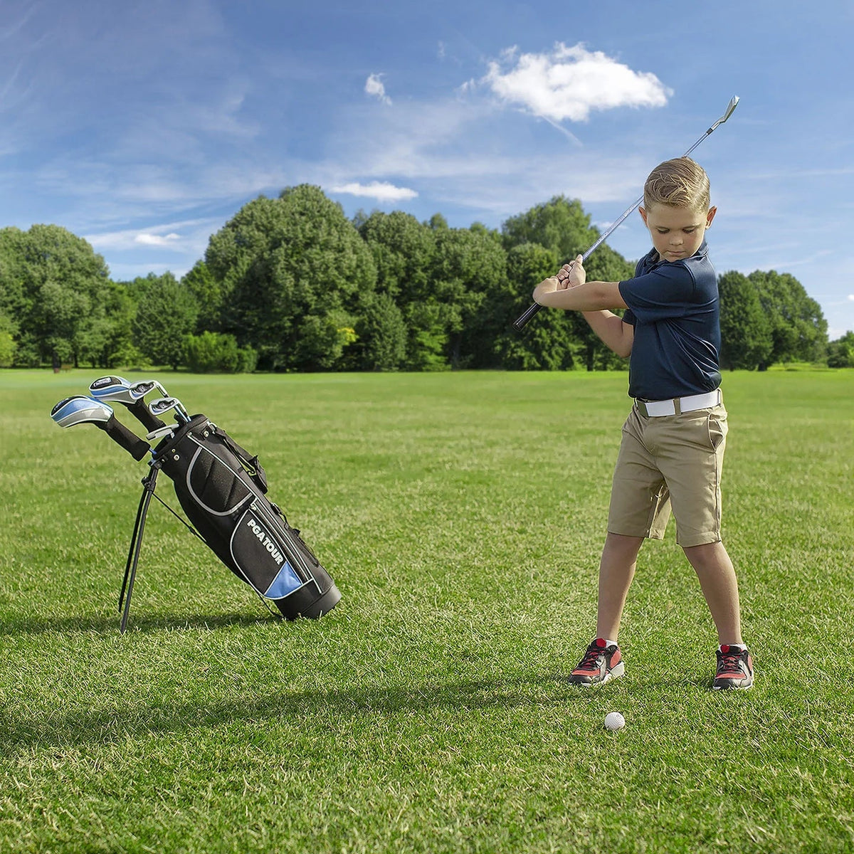 2026 NewPGA Tour Right-Handed 10 Piece Kids Golf Club Stand Bag Set; Player Height 4'8 - 5'2", Ages 8-12