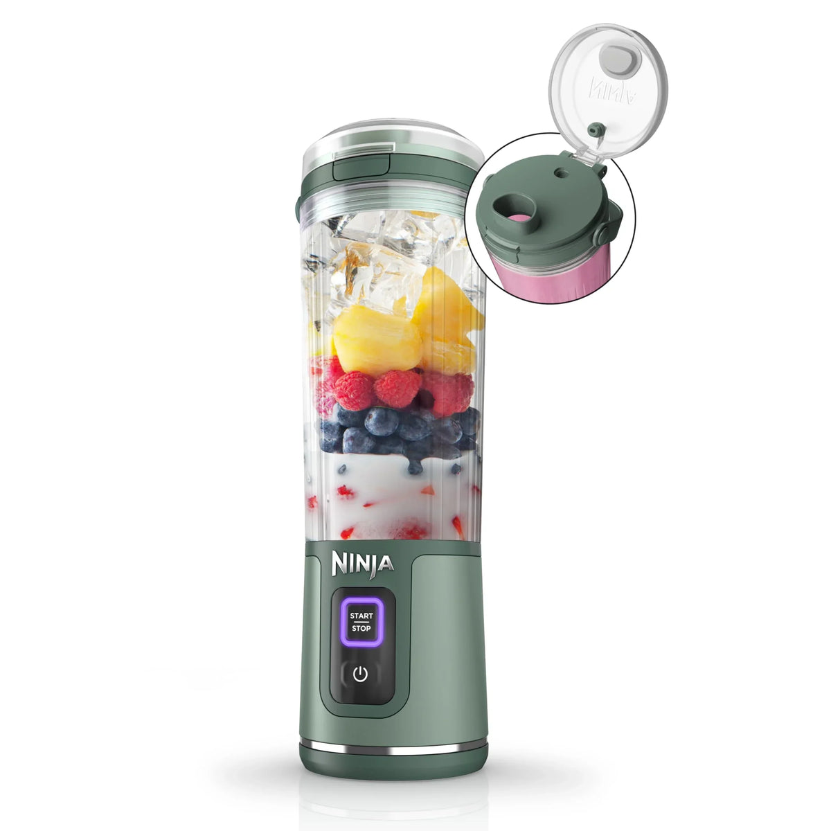 2026 NewNinja Blast Portable Blender, Cordless, 18oz. Vessel, Personal Blender for Shakes & Smoothies, BPA Free, Leakproof Lid & Sip Spout, USB-C Rechargeable, Dishwasher Safe Parts, Metallic Purple,