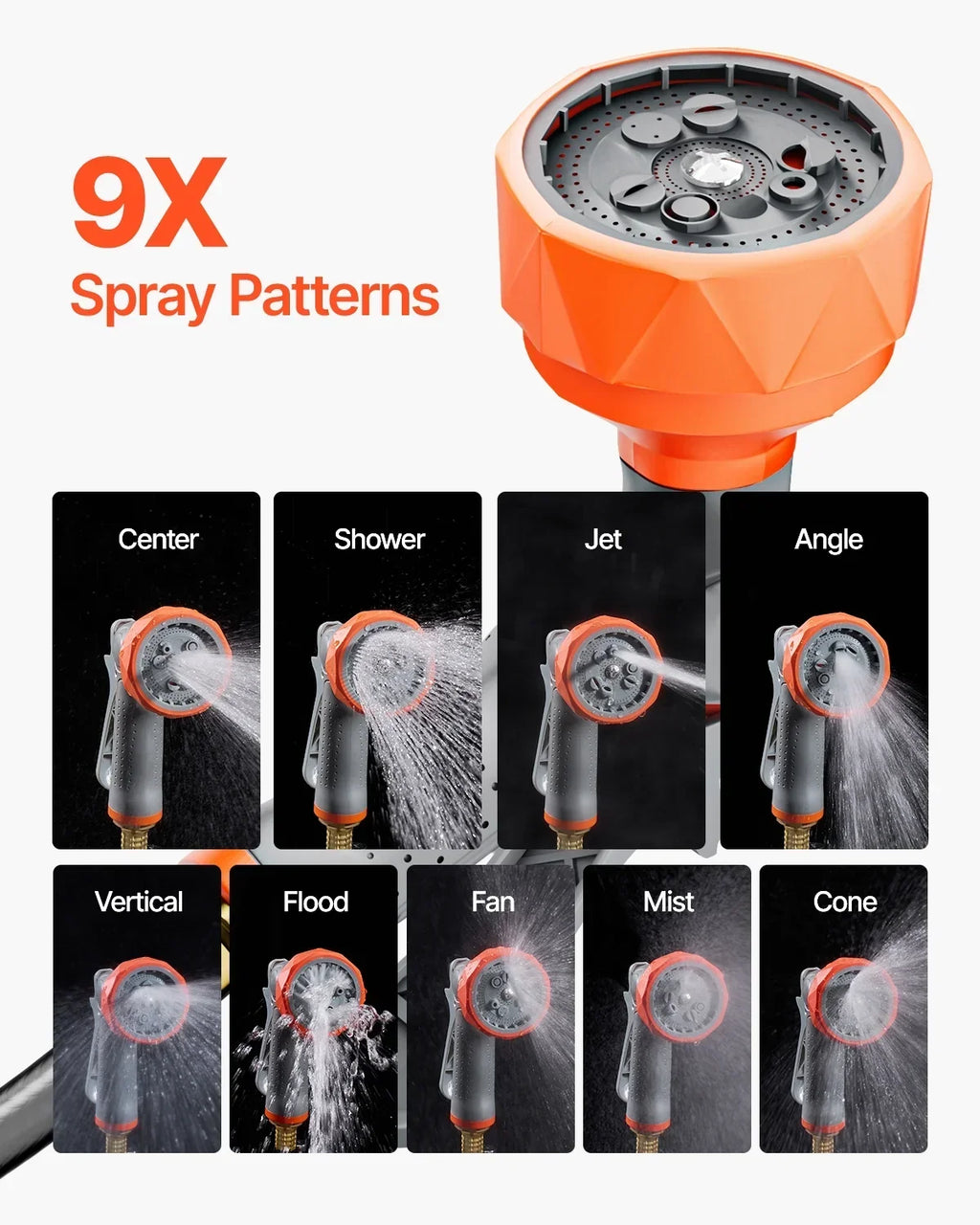 2026 NewVEVOR Retractable Garden Hose Reel, 5/8 Inch x 100 ft Wall Mounted Hose Reel, Heavy Duty Garden Hose Reel with 9 Patterns Nozzle, Any Length Lock, Upgraded Slow Return System and 180" Swivel Bracket