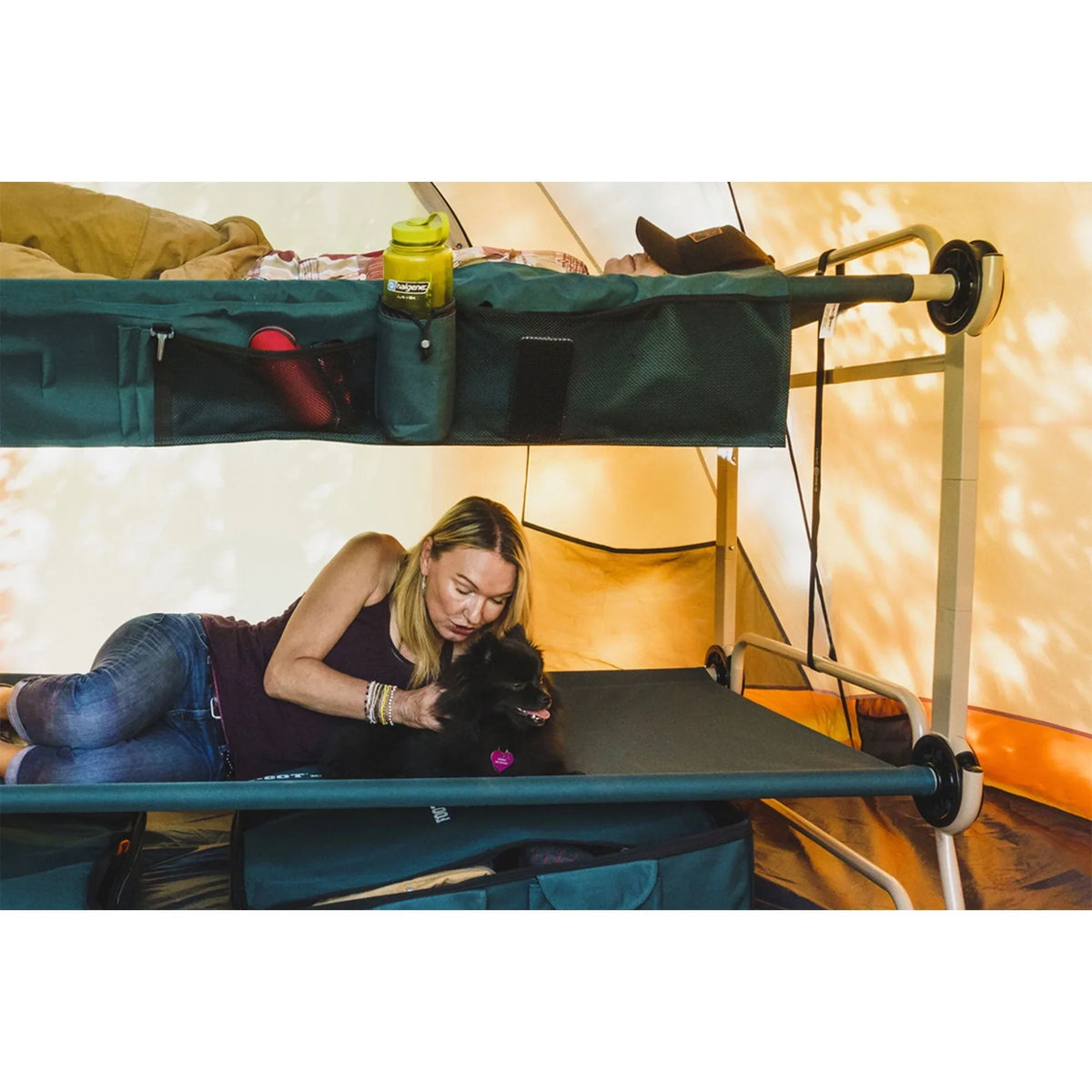 2026 NewDisc-O-Bed XL Cam-O-Bunk Benchable Double Cot with Storage Organizers, Navy