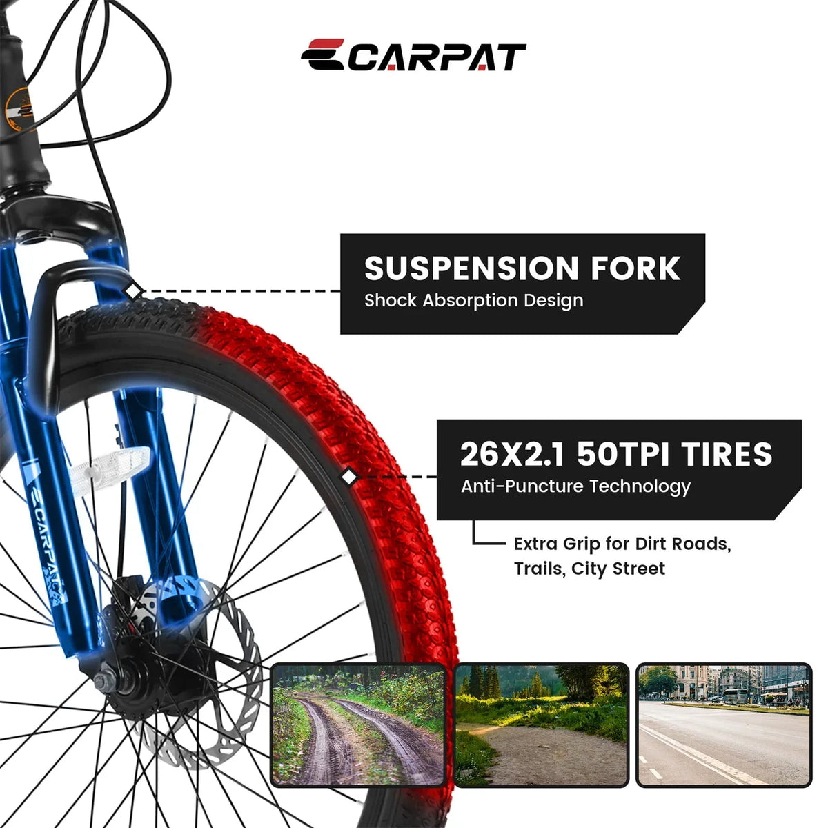 2026 New26" Mountain Bike for Adult, 21 Speed MTB with High-carbon Steel Frame, Orange