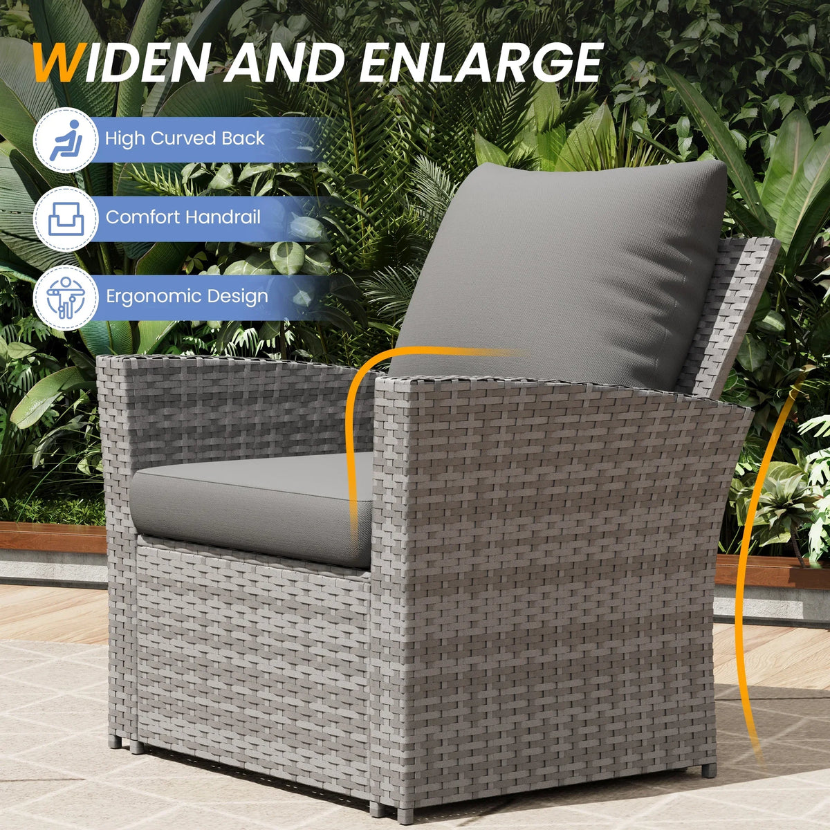 2026 NewUDPATIO Wicker Patio Furniture Set, 4 Piece Outdoor Sectional Conversation Sets, Gray PE Rattan Patio Sofa Set for Balcony, Porch, Backyard, Grey