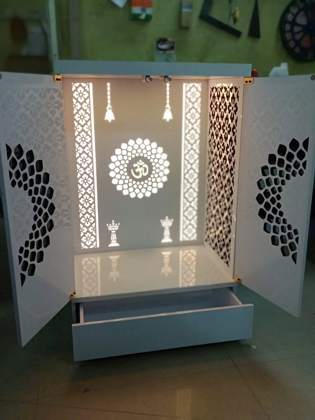 2026 NewCustomized Wooden Cabinet Desginer Mandir With LED / Mandir For Home & Office / Temple For Home / Pooja Ghar / Mandir With Lights /Storage