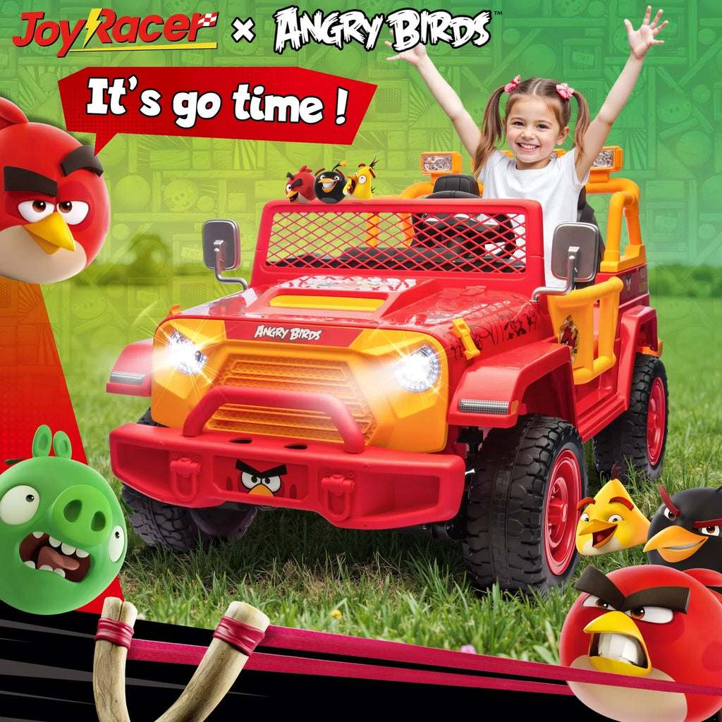 2026 NewJoyracer 24 Volt Ride on Toys for Big Kids, Licensed Angry Birds Ride on Truck with Remote, 2 Seater 4WD Electric Ride ons with Shovel, Bluetooth, Lights, Power Car Wheels for 3-8, 130lbs, Green