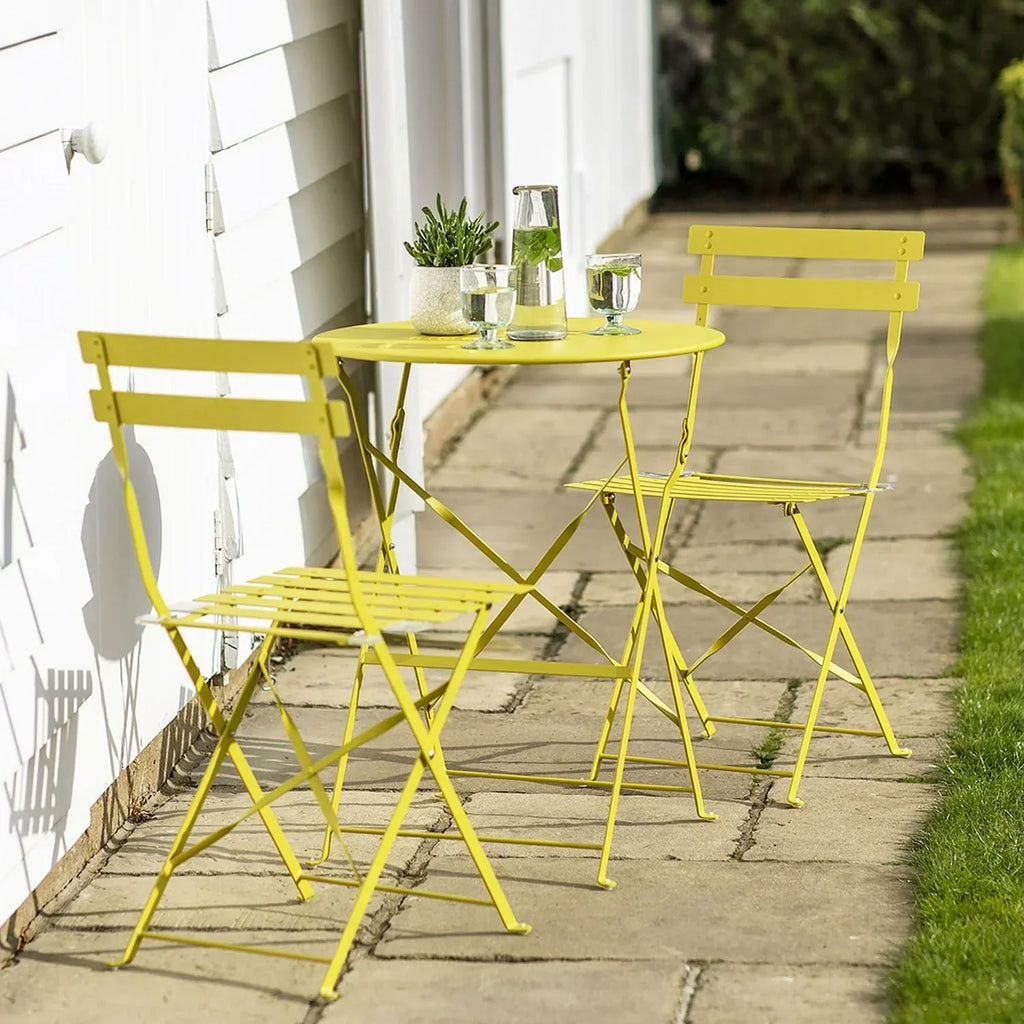 2026 NewAlin 3 Piece Relaxing Outdoor Furniture Set �?2 Handy Chairs With a Round Table - Yellow