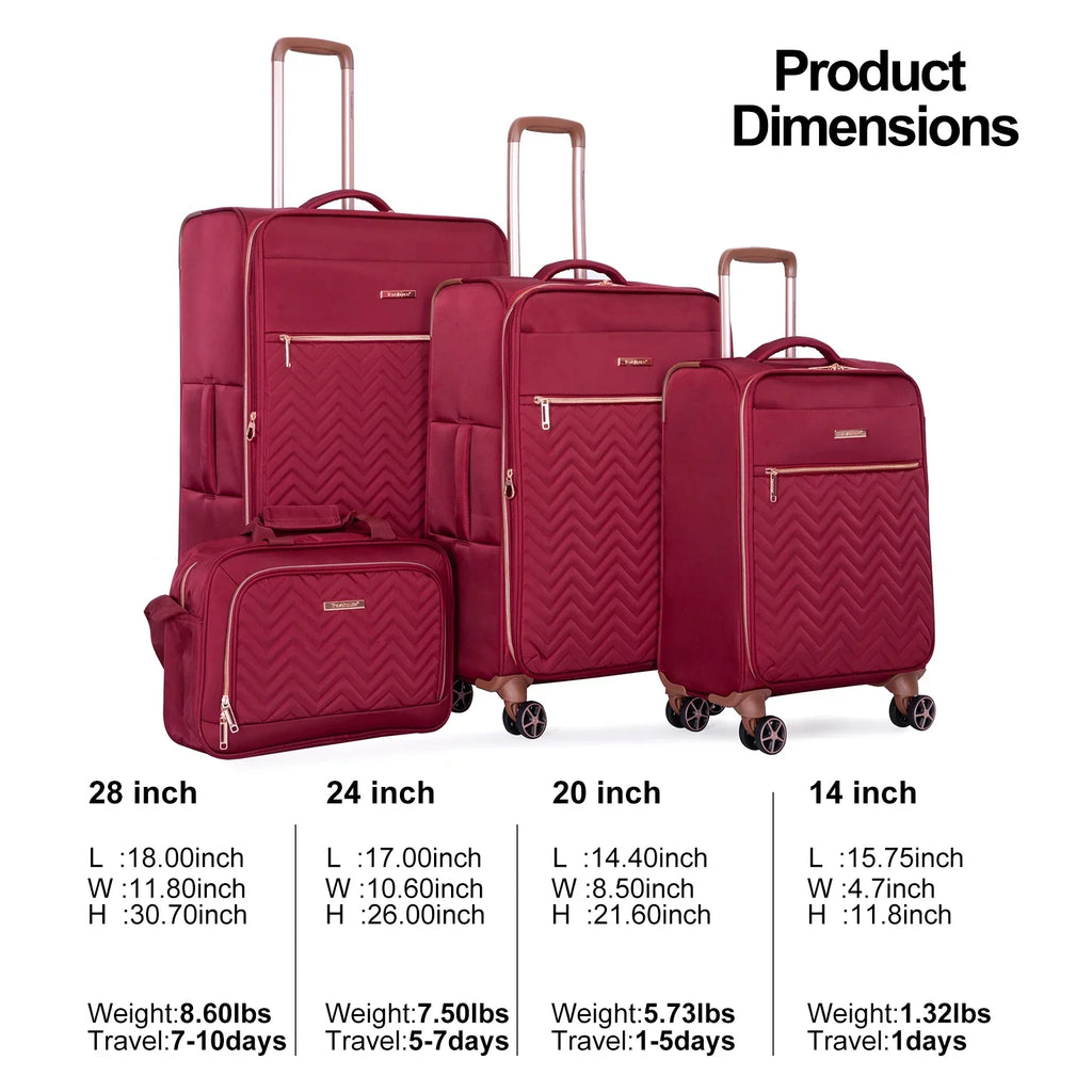 2026 NewTravelhouse 4 Piece Luggage Set Softside Expandable Lightweight Suitcase with Double Spinner Wheels.(Black)