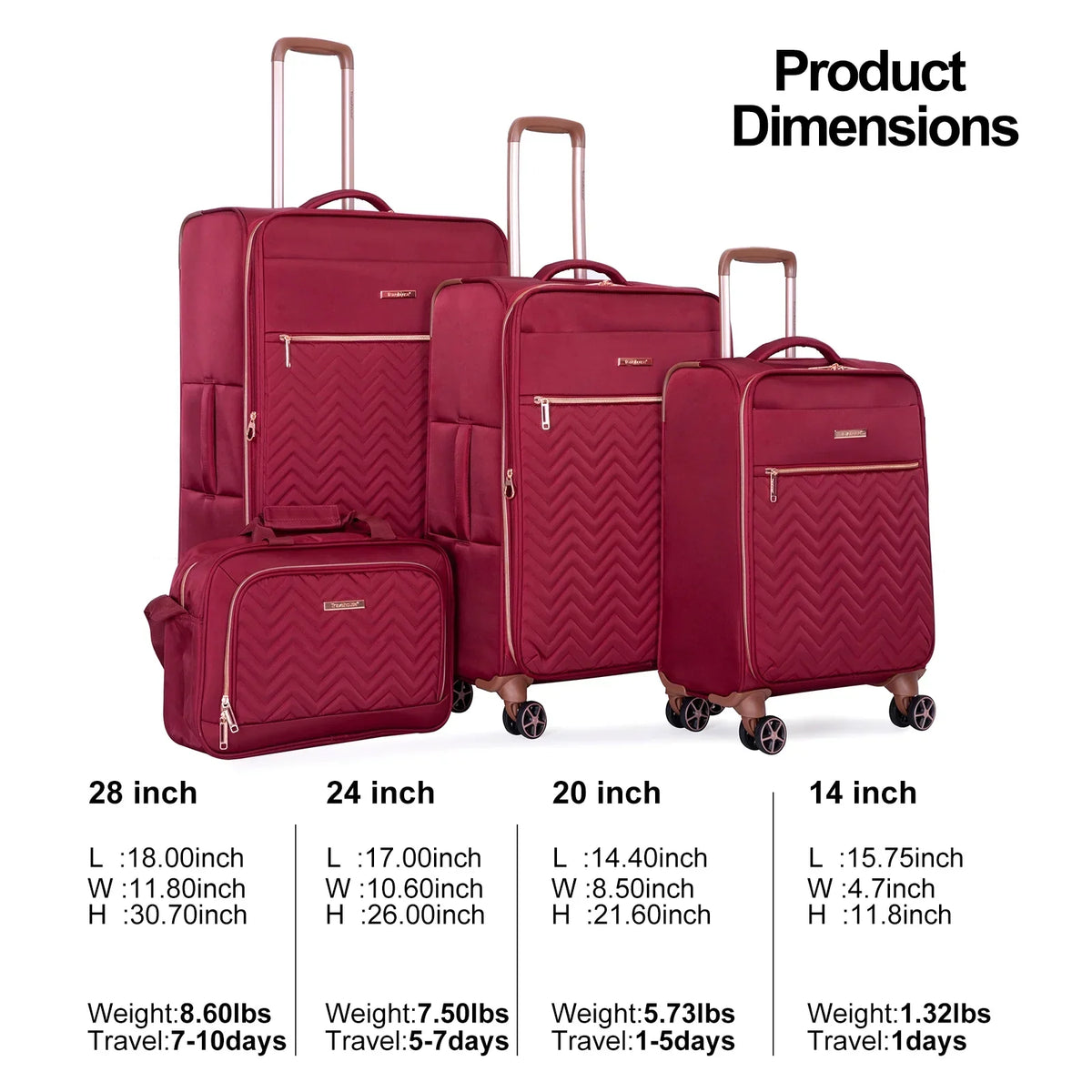 2026 NewTravelhouse 4 Piece Luggage Set Softside Expandable Lightweight Suitcase with Double Spinner Wheels.(Black)