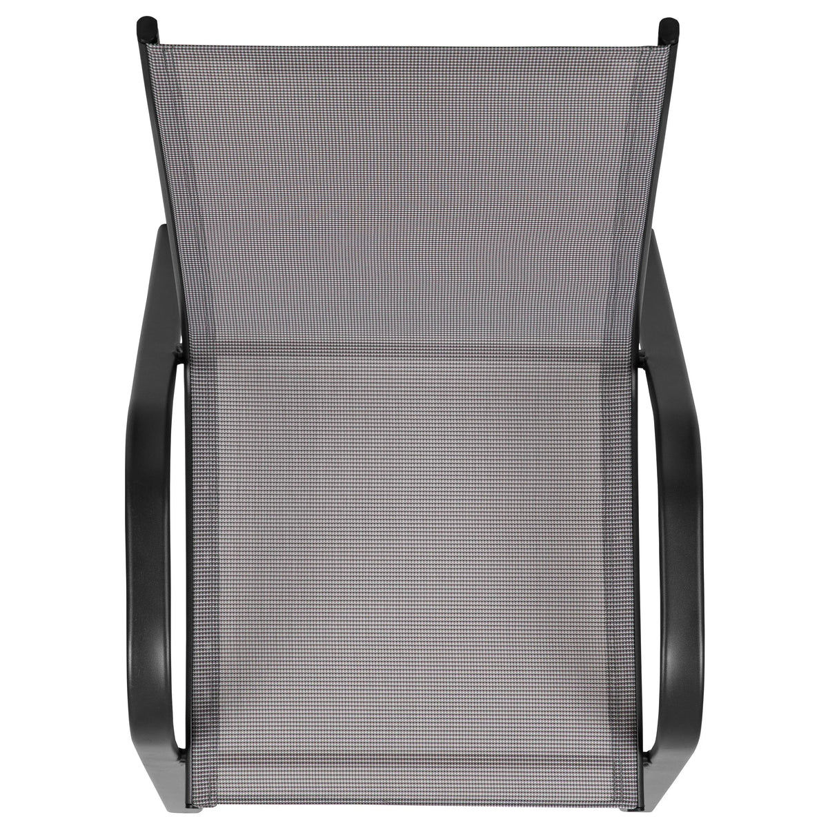 2026 NewBizChair 5 Pack Black Outdoor Stack Chair with Flex Comfort Material and Metal Frame