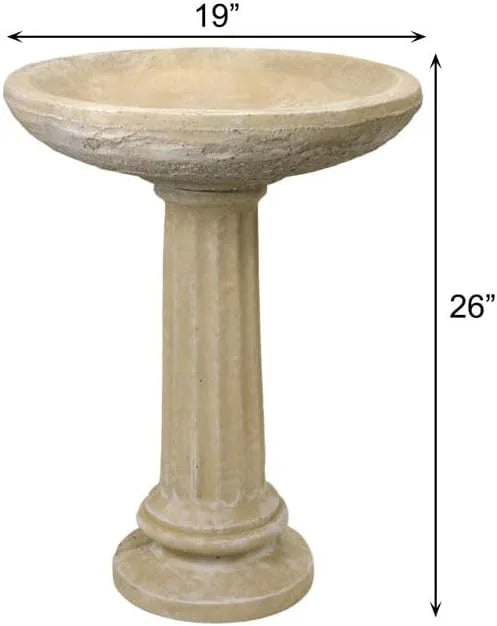 2026 NewSolid Rock Stoneworks 2 Piece Collanade Birdbath - 26" Tall - Desert Sand Color