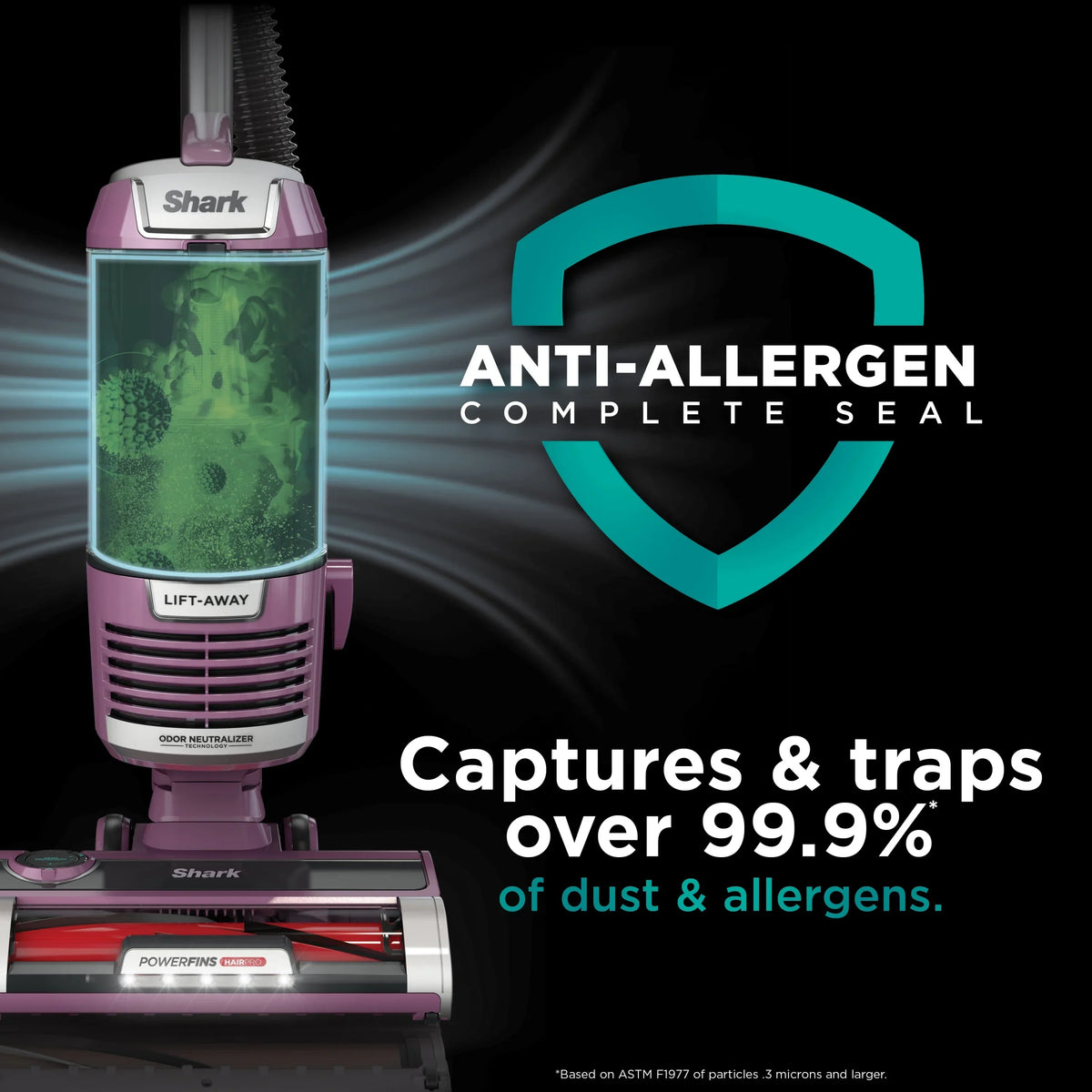 2026 NewShark Upright Vacuum, Lift-Away, Pet Friendly, Bagless, PowerFins HairPro & Odor Neutralizer Technology, Hard Floor and Carpet, Self Cleaning Brushroll, Anti Allergen &Swivel Steering, ZD550, Purple