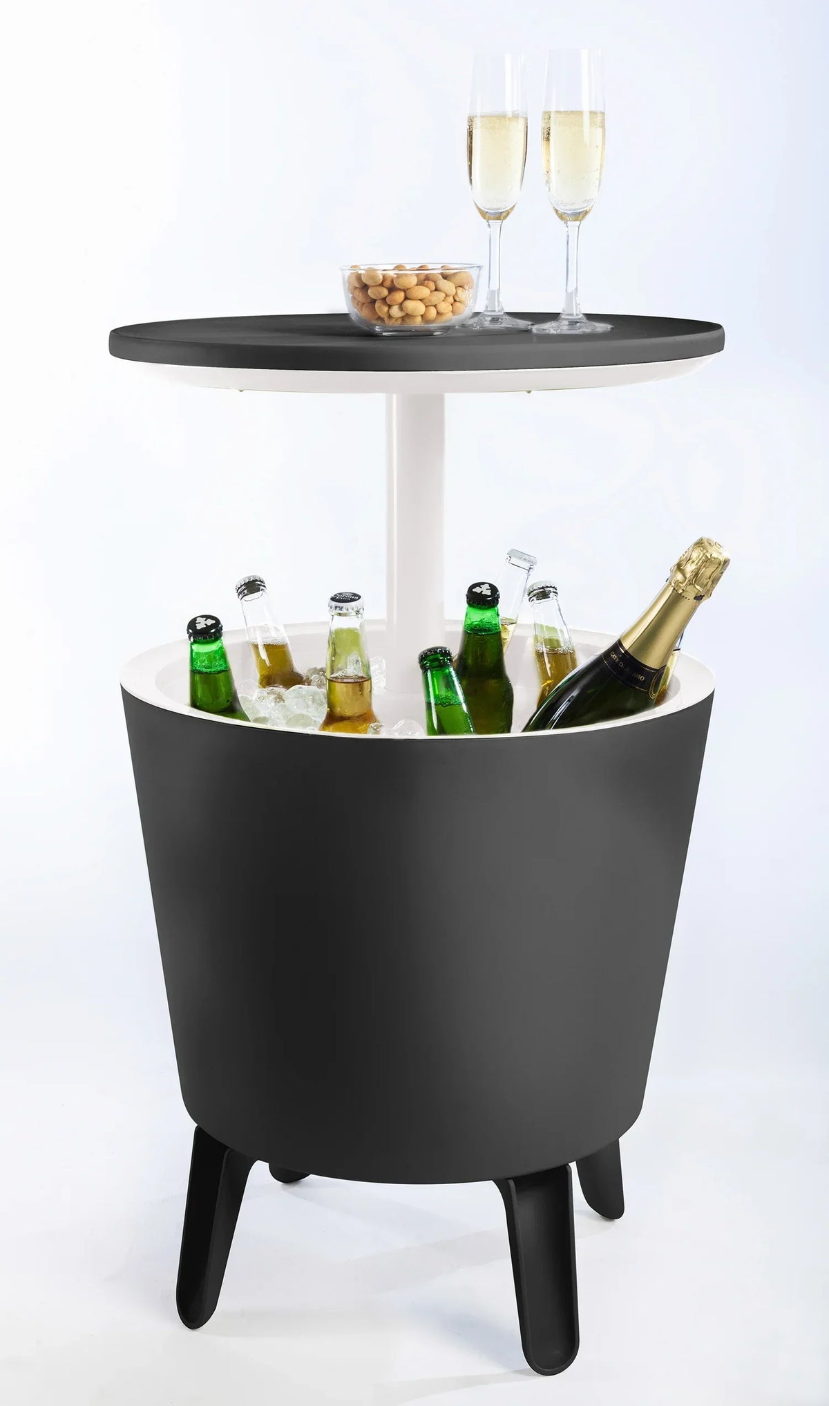 2026 NewKeter Pacific 7.5 Gallon Cool Bar 2 in 1 Weather Resistant Side Table and Bar Durable Resin Outdoor Patio Beverage Cooler Table, Rattan Look Brown