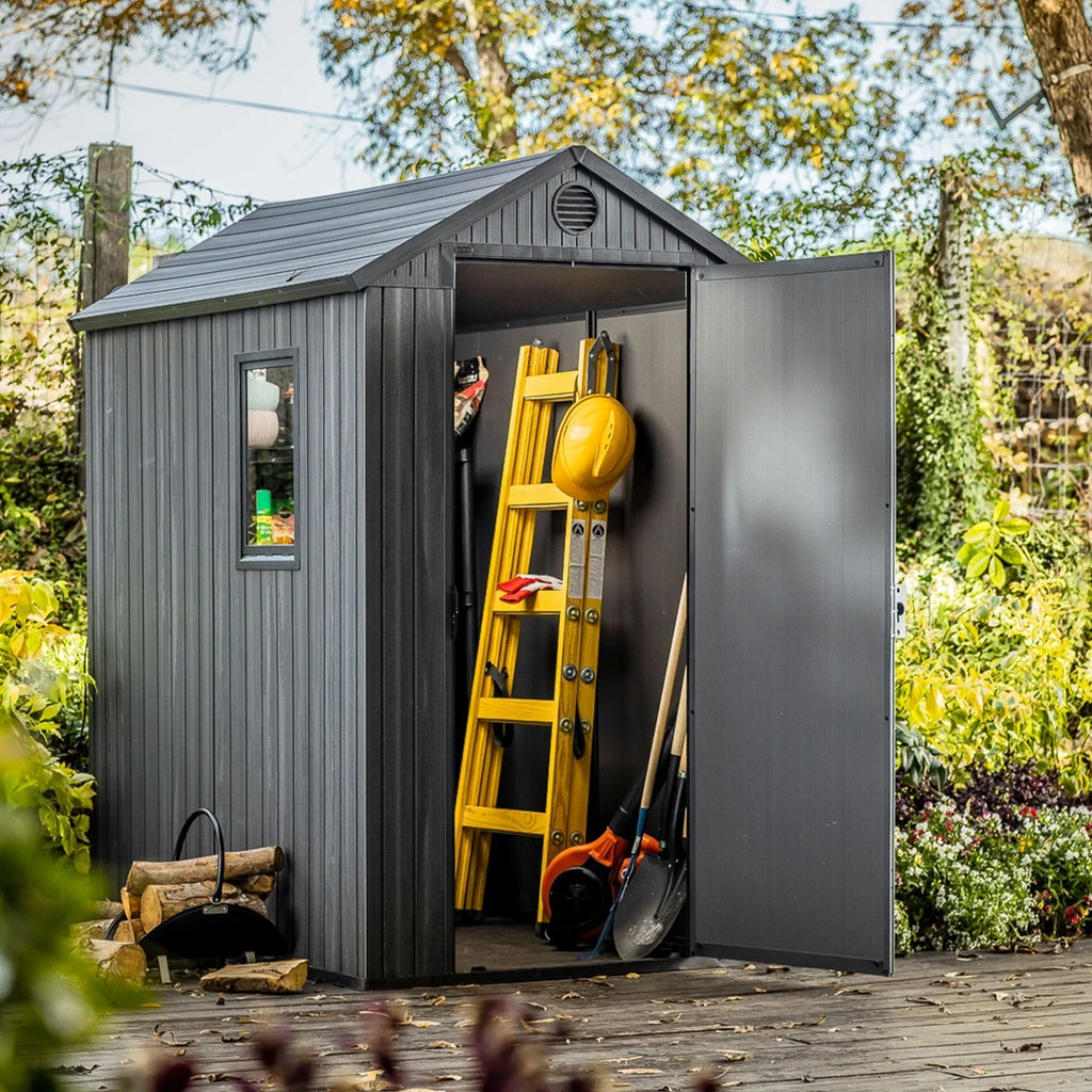 2026 NewKeter Darwin 4' x 6' Outdoor Garden Tool Storage Shed w/ Window, Graphite