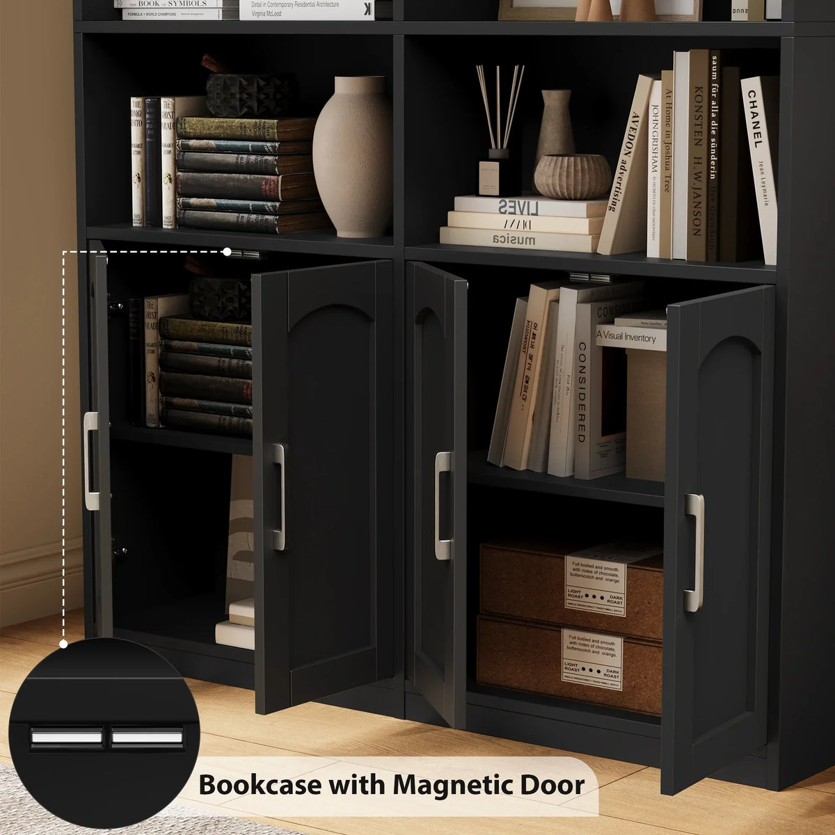 2026 NewHomfa 73" Tall Bookcases with Doors, 8 Cubes 6-Tier Double Row Bookshelf, White Bookcase for Living Room Home Office