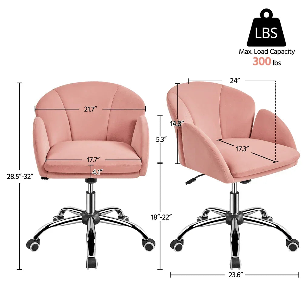 2026 NewYaheetech Modern Vanity Chair Swivel Rolling Chair with Armrests, Pink