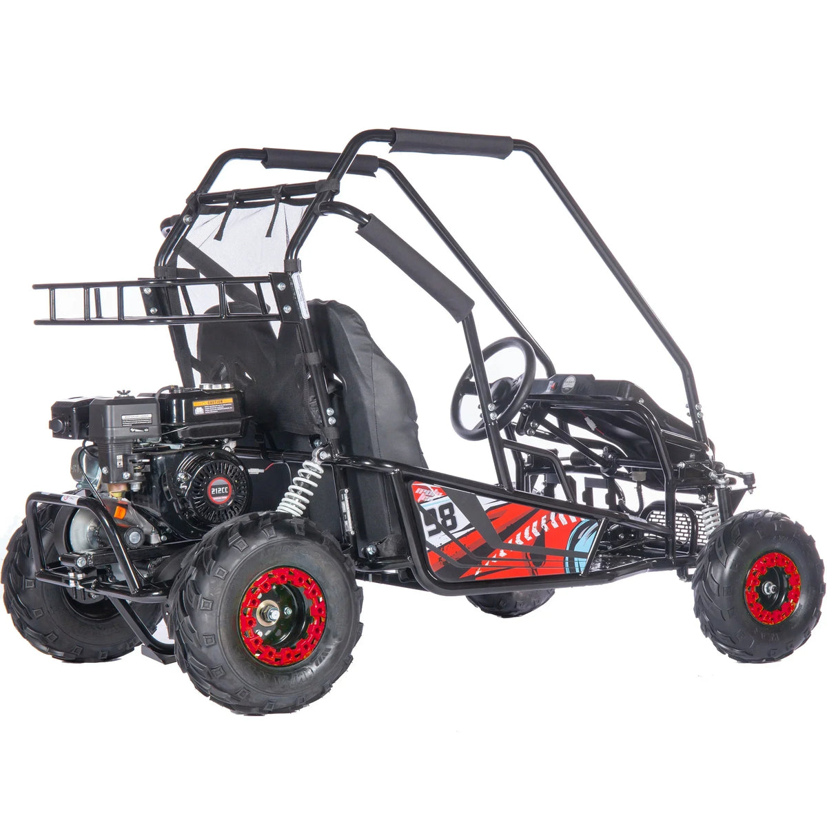 2026 NewMotoTec Mud XL 212cc 2 Seat Go Kart Full Suspension Blue