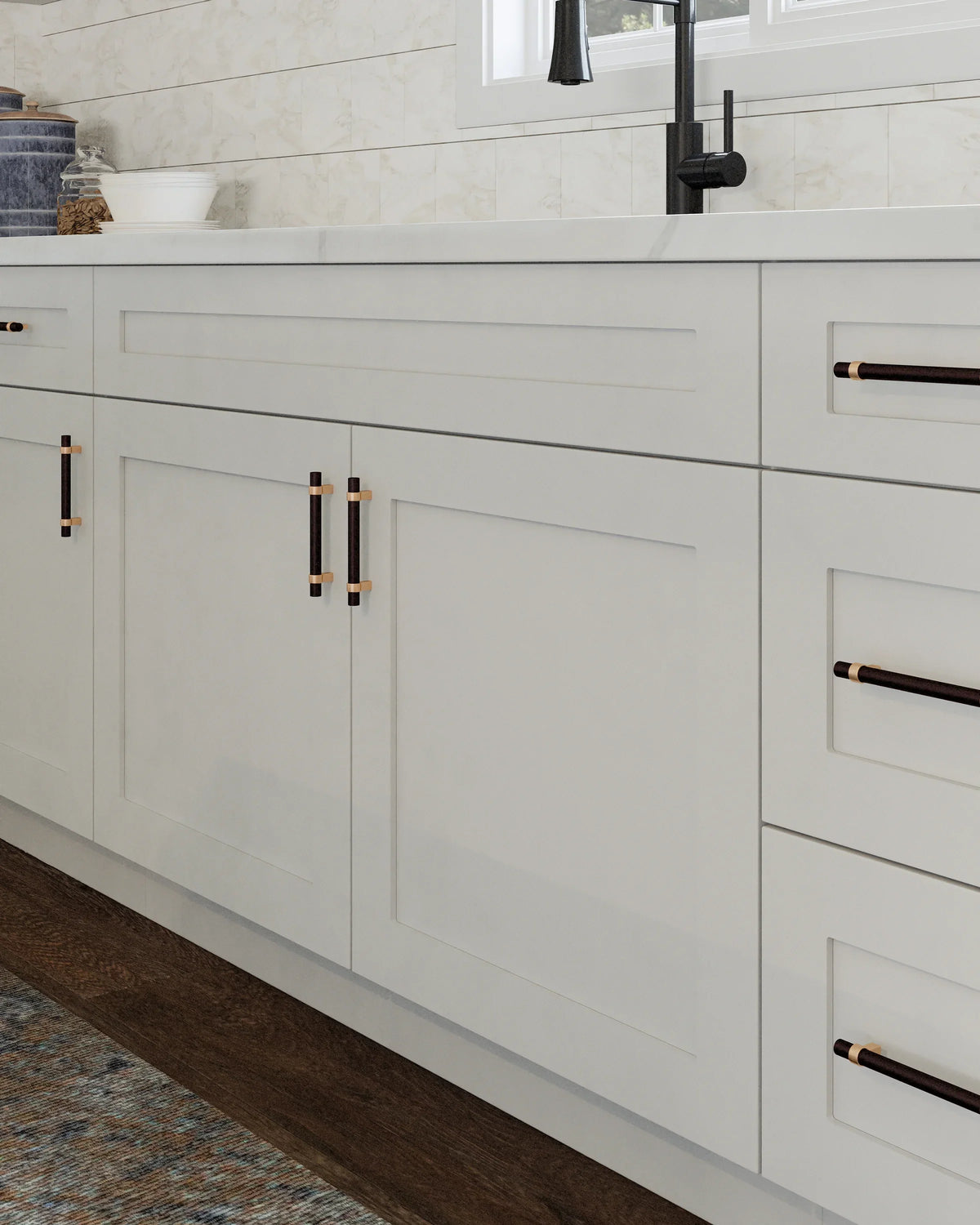 2026 NewDesign House Brookings Ready to Assemble Wood Shaker 2-Door and 2-Drawer Kitchen Base Cabinet (48 x 34.5 x 24), Sherwin Williams White