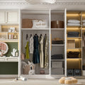 2026 NewFUFU&GAGA Wardrobe Armoire Wooden Closet Cabinet 6 Storage Cube and Hanging Rod White