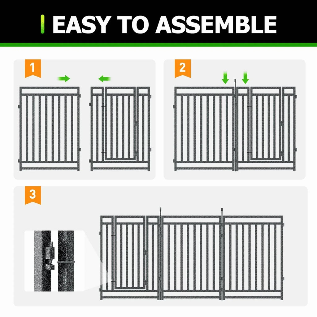 2026 NewPetorldog Decorative Garden Fence, 72ft x 40in, 28 Panels + 4 Gates, No Dig Metal Dog Fence for Yard | Black-Silver