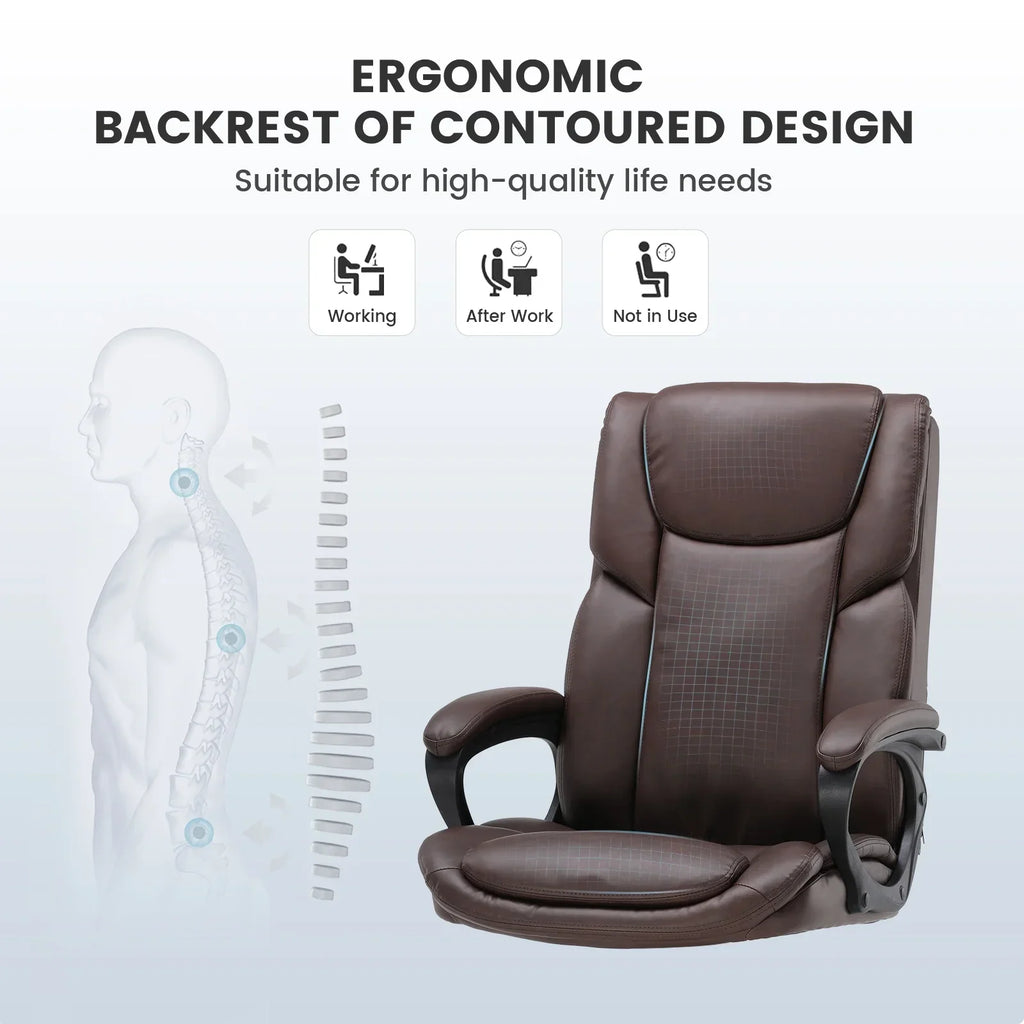 2026 NewMainstays Executive Ergonomic High Back Leather Home Office Desk Chair, Black
