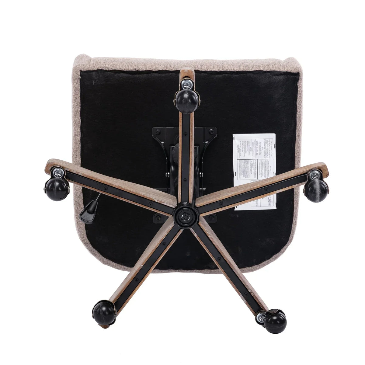 2026 New360 Degree Swivel Office Desk Chair, Upholstered Leisure Vanity Chair with Solid Wood Base and Wheels, Adjustable Height Computer Chair for Bedroom Living Room, Brown