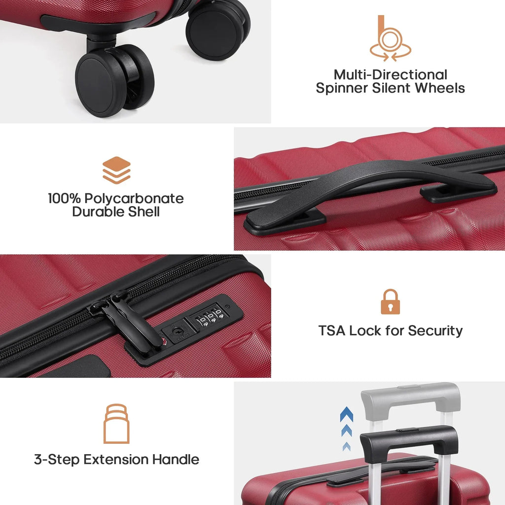 2026 NewMIUSSE Luggage Sets 3 Piece, 20 Inch Carry On Luggage with Wheels, 100% PC Hardshell Suitcase with TSA Lock, Carry On Suitcases Airline Approved With Travel Backpack for Men Women