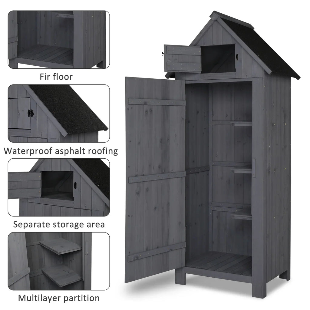 2026 NewiTopRoad 70in Outdoor Storage Shed for Garden Tools, Wooden Patio Shed Lockers