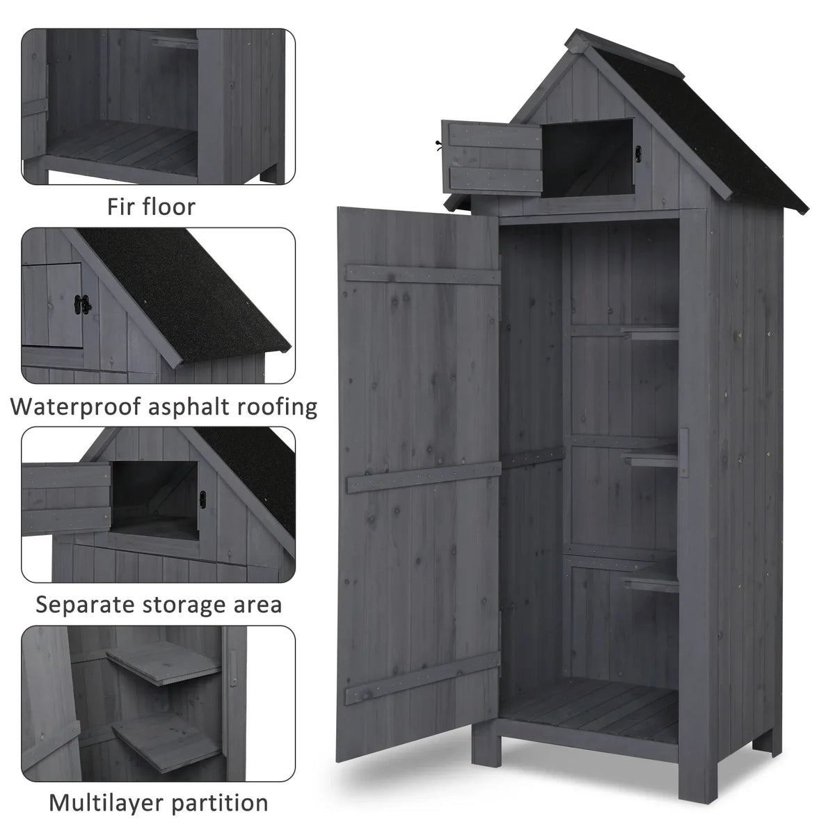 2026 NewiTopRoad 70in Outdoor Storage Shed for Garden Tools, Wooden Patio Shed Lockers