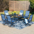 2026 NewMF Studio 6-Person Outdoor Rectangular Metal Dining Table with Umbrella Hole, All-Weather Resistance Patio Table, Black