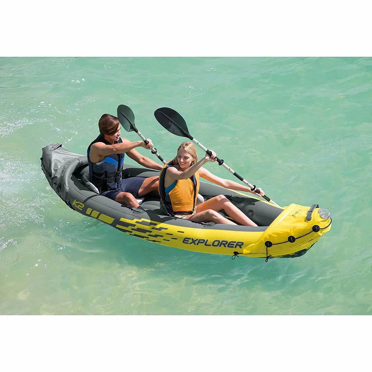 2026 NewIntex 2-Person Inflatable Kayak with Oars, Pump & 1-Person Inflatable Kayak