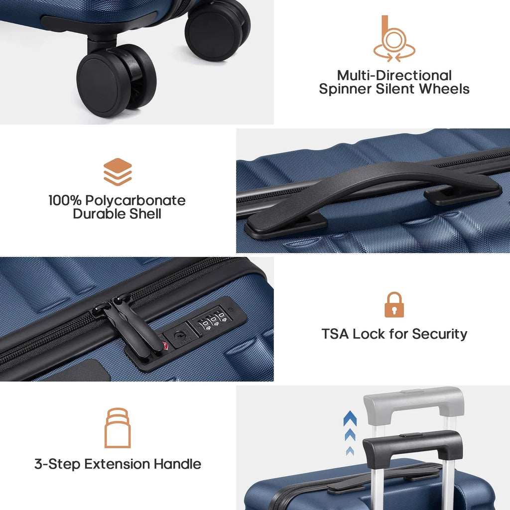 2026 NewMIUSSE Luggage Sets 3 Piece, 20 Inch Carry On Luggage with Wheels, 100% PC Hardshell Suitcase with TSA Lock, Carry On Suitcases Airline Approved With Travel Backpack for Men Women