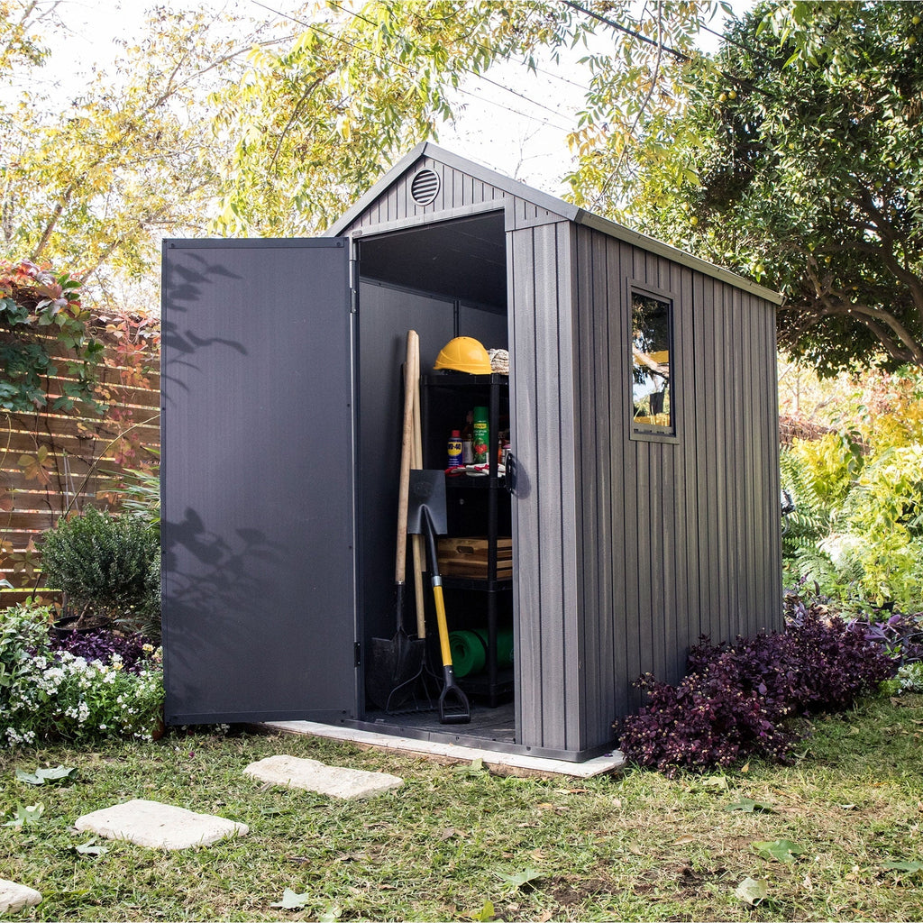2026 NewKeter Darwin 4' x 6' Outdoor Garden Tool Storage Shed w/ Window, Graphite