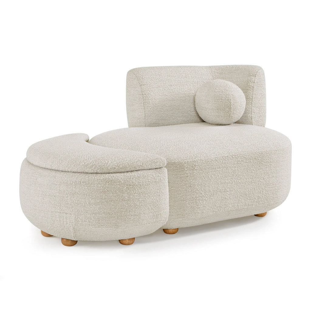 2026 NewBetter Homes & Gardens Juliet Modern Boucle Chaise & Storage Ottoman, Pearl