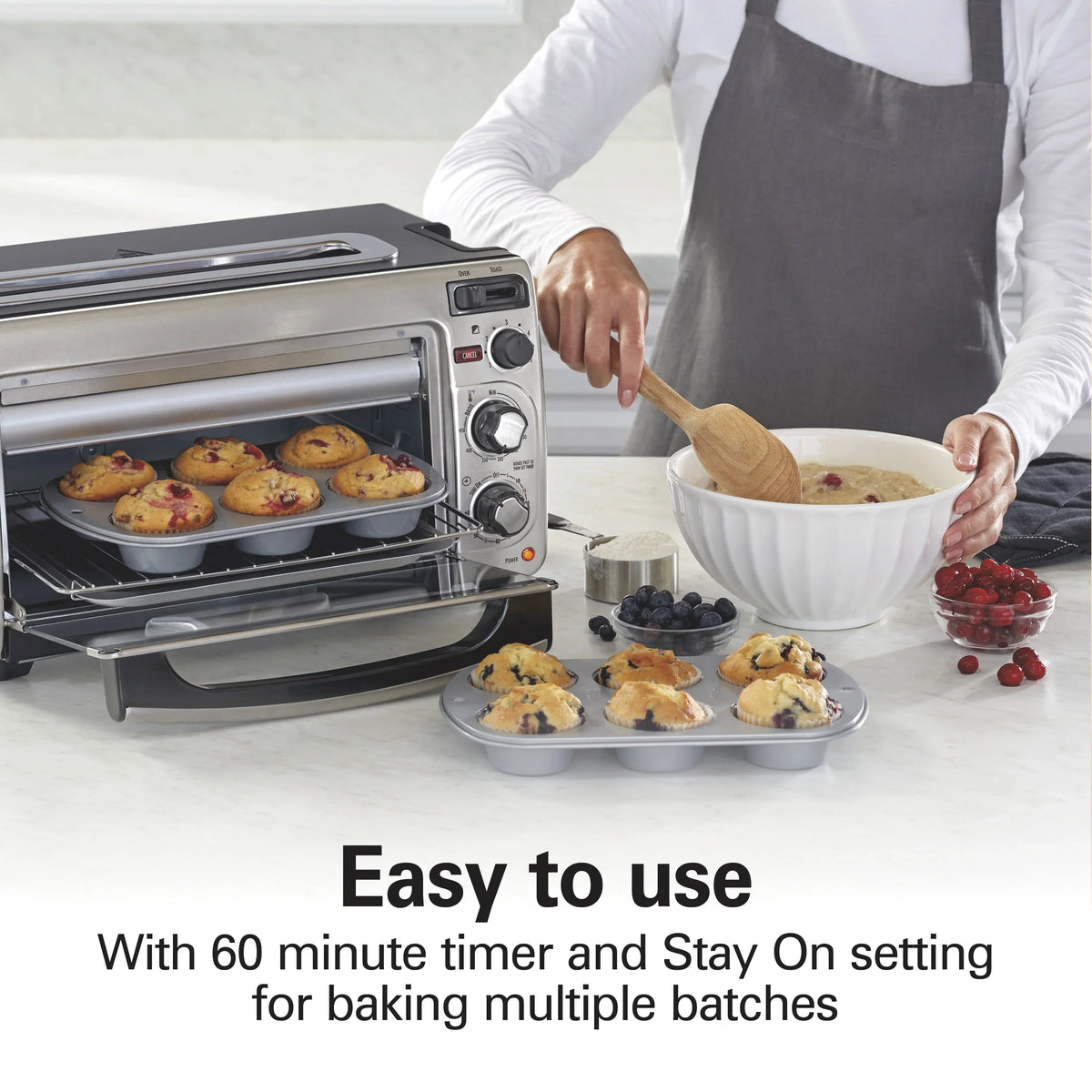 2026 NewHamilton Beach 2-in-1 Countertop Toaster Oven & Long Slot 2 Slice Toaster Combo, Stainless Steel