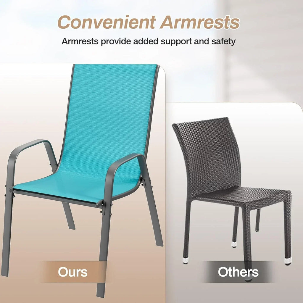 2026 NewPirecart Set of 4 Patio Dining Chairs, Textilene Outdoor Stacking Chairs for Poolside, Backyard, Garden