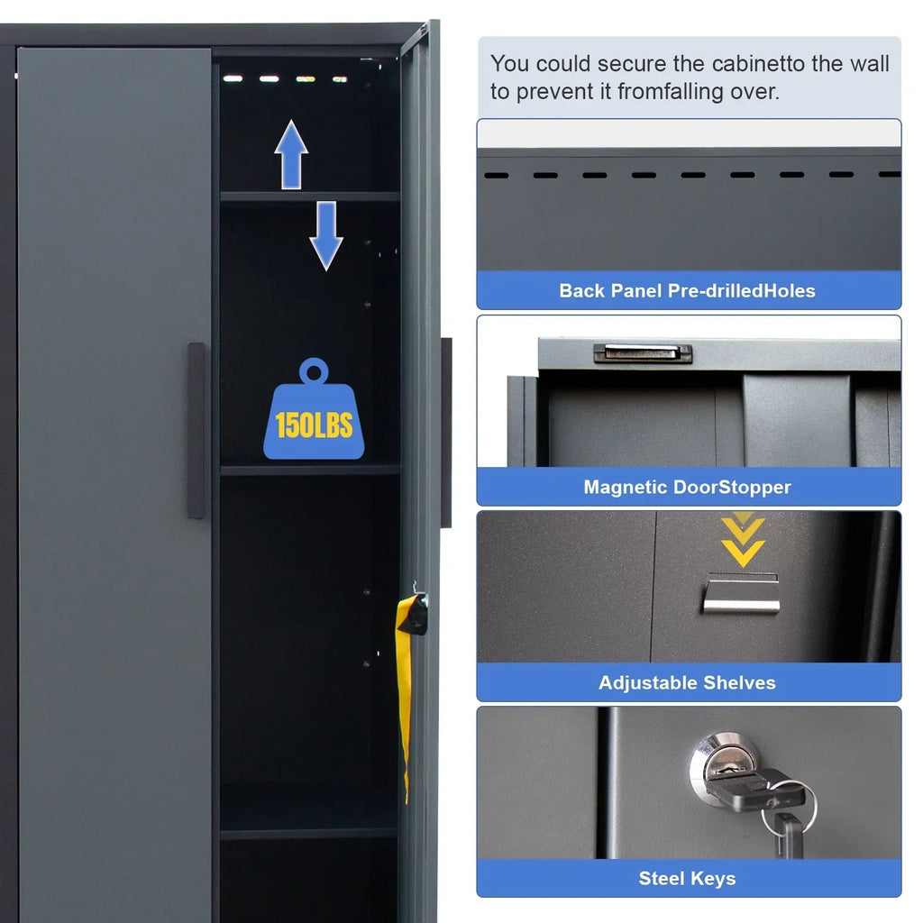 2026 NewHPDMC Garage Storage Cabinet System 7-Pcs Workshop Set Metal Garage Cabinets System with Steel Cabinet Drawers, Workbench, Pegboard for Garage Tool Organization