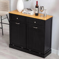 2026 NewHlivelood Double Trash Cabinet Tilt Out 20 Gallon, Pet Proof Kitchen Trash Cabinet Laundry Hamper with Cutting Board, Wood Garbage Recycling Station Hideaway Trash Holder Drawers